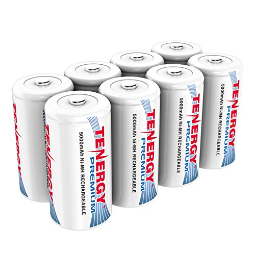 Product Cover Tenergy Premium Rechargeable C Batteries, High Capacity 5000mAh NiMH C Size Battery, C Cell Battery, 8-Pack