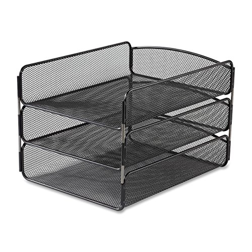 Product Cover Safco Products 3271BL Onyx Mesh Desktop Organizer with Triple Tray, Black