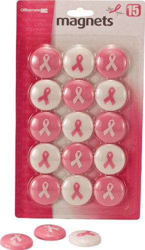 Product Cover Officemate Breast Cancer Awareness Medium Size Magnets, Pack of 15, Pink/White (08912)