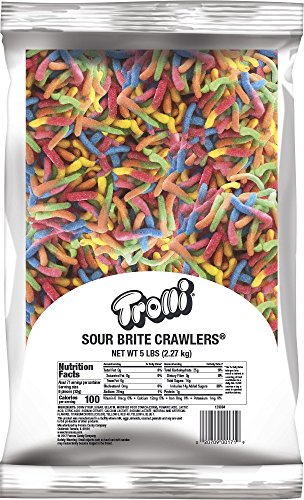 Product Cover Trolli Sour Brite Crawlers Gummy Worms, 5 Pound Bulk Candy Bag Sour Gummy Worms