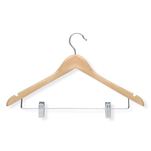 Product Cover Honey-Can-Do HNGT01209 Basic Suit Hangers with Clips Maple, 12-Pack