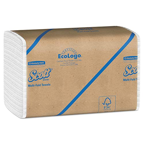 Product Cover Scott Essential Multifold Paper Towels (01840) with Fast-Drying Absorbency Pockets, White, 16 Clips / Case, 250 Sheets / Clip, 4,000 Towels / Case