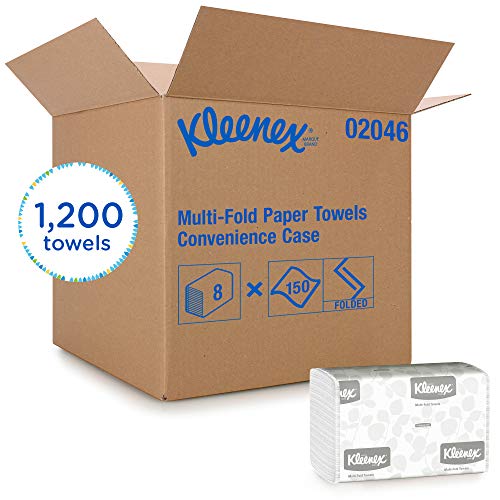 Product Cover Kleenex Multifold Paper Towels (02046), White, 8 Packs / Convenience Case, 150 Tri Fold Paper Towels / Pack, 1,200 Towels / Case
