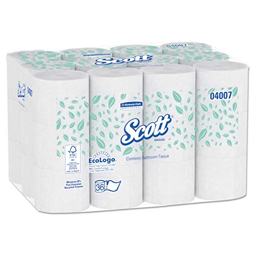 Product Cover Scott Essential Coreless Toilet Paper (04007), 2-PLY Standard Rolls, 36 Rolls / Case, 1,000 Sheets / Roll, 36,000 Sheets / Case