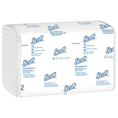 Product Cover Scott Control Hand Towels Slimfold (04442) with Fast-Drying Absorbency Pockets, White, 90 Towels / Clip, 24 Packs / Case