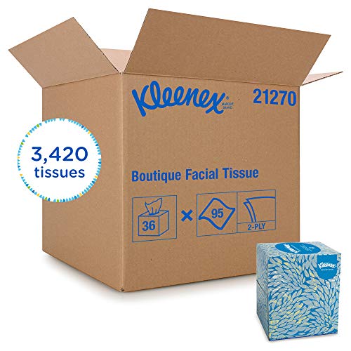 Product Cover Kleenex Professional Facial Tissue Cube for Business (21270), Upright Face Tissue Box, 36 Boxes / Case, 95 Tissues /Box, 3,420 Tissues / Case