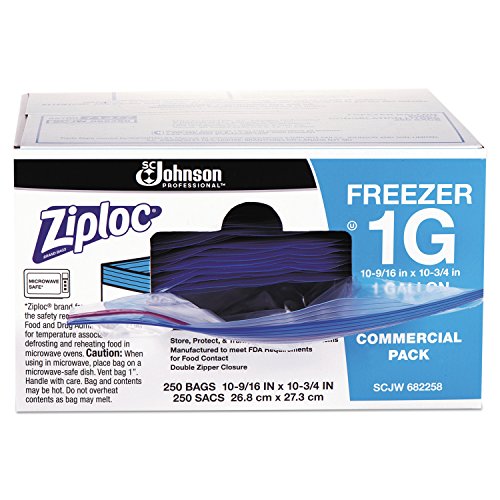 Product Cover Ziploc 94604 Double-Zipper Freezer Bags, 1gal, 2.7mil, Clear w/Label Panel (Case of 250)