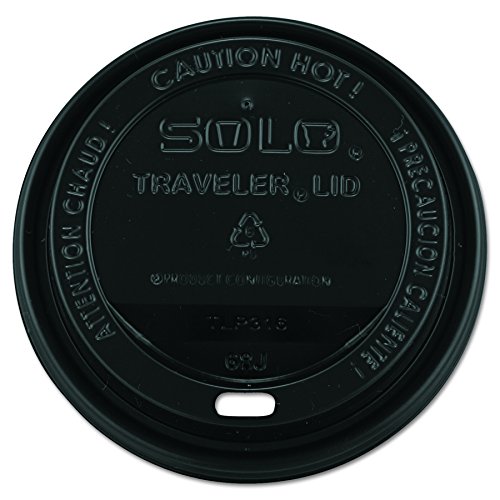 Product Cover Solo TLB316-0004 Black Traveler Plastic Lid - For Solo Paper Hot Cups (Case of 1000)