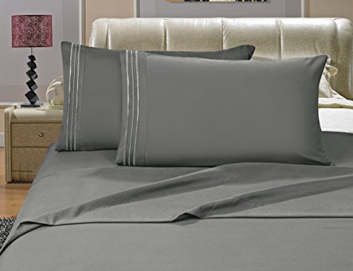 Product Cover Elegant Comfort 4-Piece Bed Sheet Set Luxury 1500 Thread Count Egyptian Quality Wrinkle,Fade and Stain Resistant % 100 HypoAllergenic, King Gray