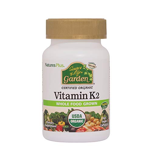 Product Cover NaturesPlus Source of Life Garden Certified Organic Vitamin K2 - 120 mcg , 60 Vegan Capsules - Bone Health Supplement - With Natural Whole Food Enzymes - Vegetarian, Gluten-Free - 60 Servings