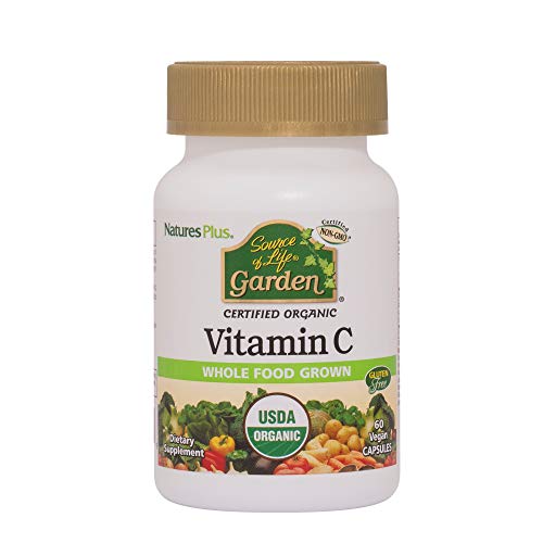 Product Cover NaturesPlus Source of Life Garden Certified Organic Vitamin C - 500 mg, 60 Vegan Capsules - Whole Food Immune Support Supplement, Antioxidant - Vegetarian, Gluten-Free - 30 Servings