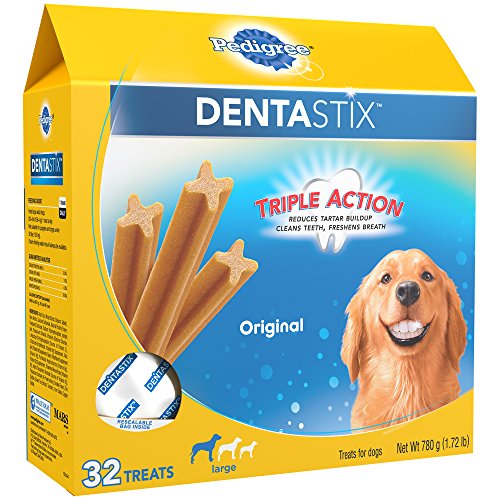 Product Cover Pedigree Dentastix Dog Dental Treats Original Flavor, 32 Treats, Large (30 lb+ Dogs)