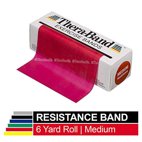 Product Cover TheraBand Resistance Bands, 6 Yard Roll Professional Latex Elastic Band For Upper Body, Lower Body, & Core Exercise, Physical Therapy, Pilates, At-Home Workouts, & Rehab, Red, Medium, Beginner Level 3
