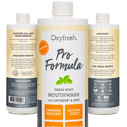Product Cover Oxyfresh Mouthwash Patented Pro Formula Cosmetic Fresh Mint with Zinc - Dentist Recommended - Fresh Breath - No Artificial Colors, Alcohol Free. - 1 Bottle 16 oz.
