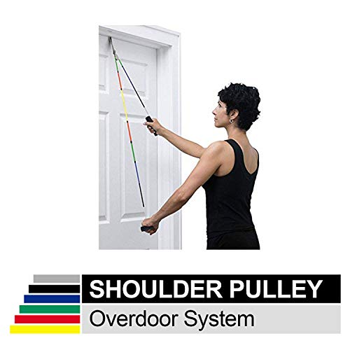 Product Cover TheraBand Shoulder Pulley, Overhead Shoulder Pulley for Physical Therapy, Over the Door Pulley with Foam Handles and Color Coded Rope for Increasing Range of Motion, Overdoor System for Rehabilitation