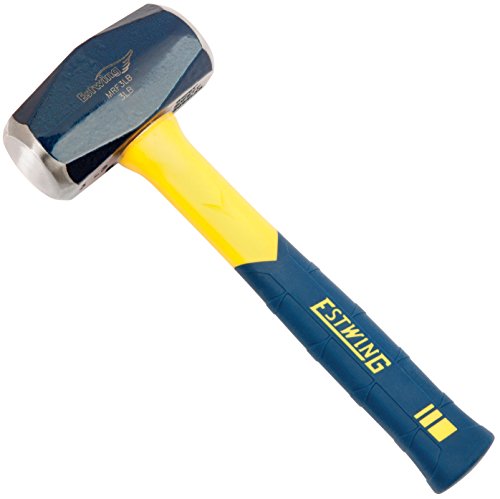 Product Cover Estwing Sure Strike Drilling/Crack Hammer - 3-Pound Sledge with Fiberglass Handle & No-Slip Cushion Grip - MRF3LB