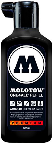 Product Cover Molotow ONE4ALL Acrylic Paint Refill, For Molotow ONE4ALL Paint Marker, Signal Black, 180ml Bottle, 1 Each (692.180)