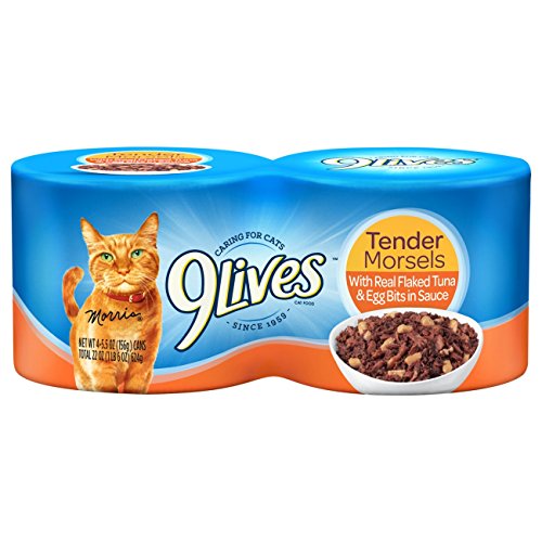 Product Cover 9Lives Tender Morsels With Real Flaked Tuna & Egg Bits In Sauce Wet Cat Food, 5.5-Ounce Cans (Pack Of 24)