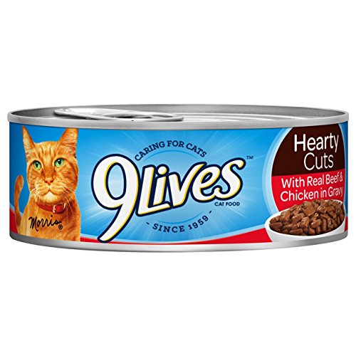 Product Cover 9Lives Hearty Cuts With Real Beef & Chicken In Gravy Wet Cat Food, 5.5-Ounce Cans (6 - 4 Pack)