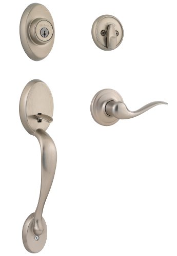 Product Cover Kwikset Chelsea Single Cylinder Handleset w/Tustin Lever featuring SmartKey in Satin Nickel