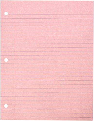 Product Cover School Smart 3-Hole Punched Filler Paper, 8-1/2 x 11 Inches, Pink, 100 Sheets - 087155