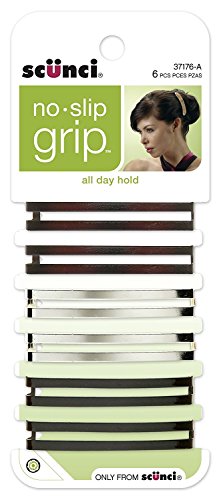 Product Cover Scunci No-Slip Grip Open Center Stay Tight Barrettes, Assorted Colors, 6-Count