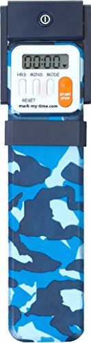 Product Cover Mark-My-Time Blue Camouflage LED Book Light with Digital Bookmark and Reading Timer