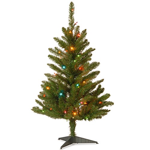 Product Cover National Tree 3 Foot Kingswood Fir Wrapped Pencil Tree with 50 Multicolor Lights (KW7-313-30)