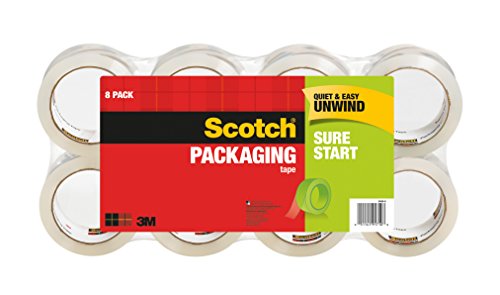 Product Cover Scotch Sure Start Shipping Packaging Tape, 1.88 in. x 54.6 yds., Clear, 8 Rolls/Pack