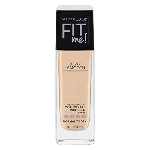 Product Cover Maybelline New York Fit Me Dewy + Smooth Foundation, Classic Ivory, 1 Fl. Oz (Count of 1) (Packaging May Vary)