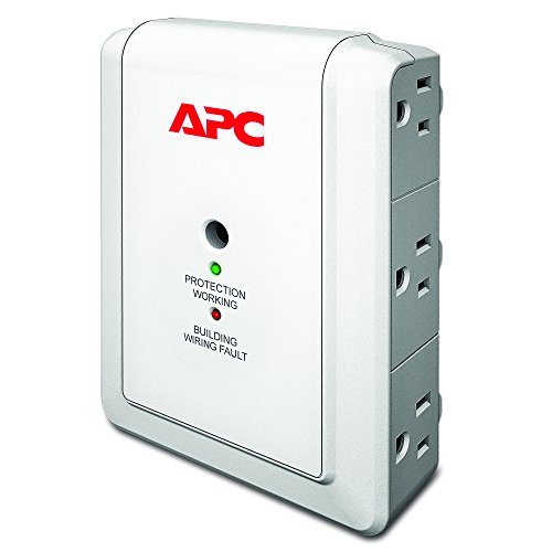 Product Cover APC 6-Outlet Wall Surge Protector, 1080 Joules with Telephone Protection Ports, SurgeArrest Essential (P6WT)
