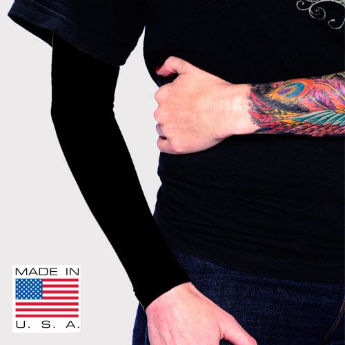 Product Cover Tat2X Ink Armor Premium Full Arm Tattoo Cover Up Sleeve - No Slip Gripper - U.S. Made - Black - ML (one Sleeve)