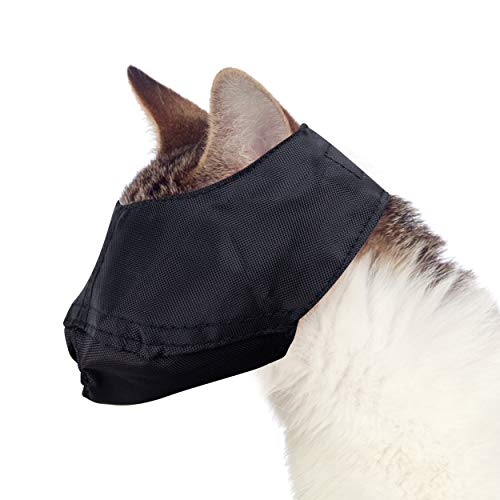 Product Cover Cat Muzzle - SMALL fits cats under 6 lbs - BLACK, by Downtown Pet Supply