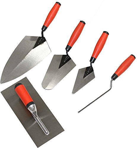 Product Cover WEDGE: 5 Piece Professional Masonry Trowel Set - Tempered Steel Blades