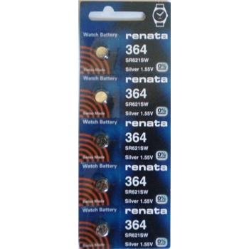 Product Cover Renata Silver Oxide Watch Battery For 364 Button Cell, 5 Batteries