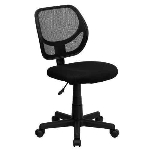 Product Cover Flash Furniture Low Back Black Mesh Swivel Task Office Chair with Curved Square Back -