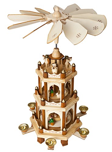 Product Cover BRUBAKER Wooden Christmas Pyramid - 18 Inches - 3 Tier Carousel - Nativity Play