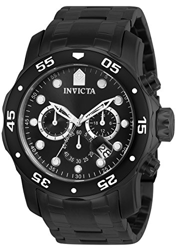 Product Cover Invicta Men's 0076 Pro Diver Collection Chronograph Black Ion-Plated Stainless Steel Watch