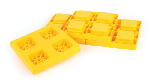 Product Cover Camco Heavy Duty Leveling Blocks, Ideal For Leveling Single and Dual Wheels, Hydraulic Jacks, Tongue Jacks and Tandem Axles (4 pack) , Yellow - 44501