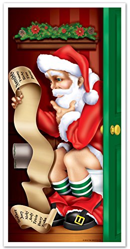 Product Cover Santa Restroom Door Cover Party Accessory (1 count) (1/Pkg)