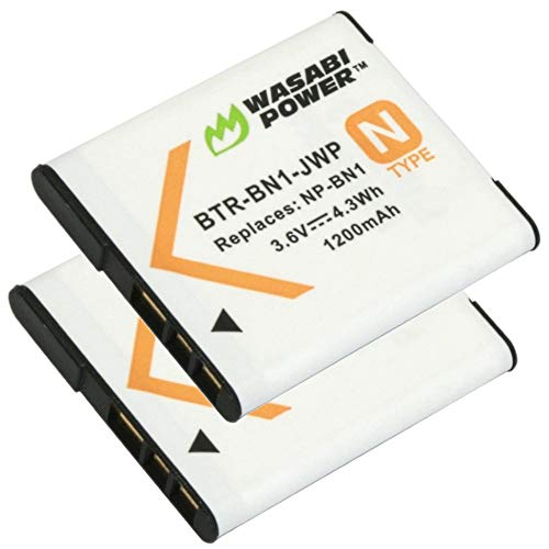 Product Cover Wasabi Power Battery for Sony NP-BN1 (2-Pack) (Compatible with Cyber-Shot DSC-QX10, DSC-QX30, DSC-QX100, DSC-TX100V, DSC-TX200V, DSC-W800, DSC-W810, DSC-W830, DSC-WX150, DSC-WX220 & More)