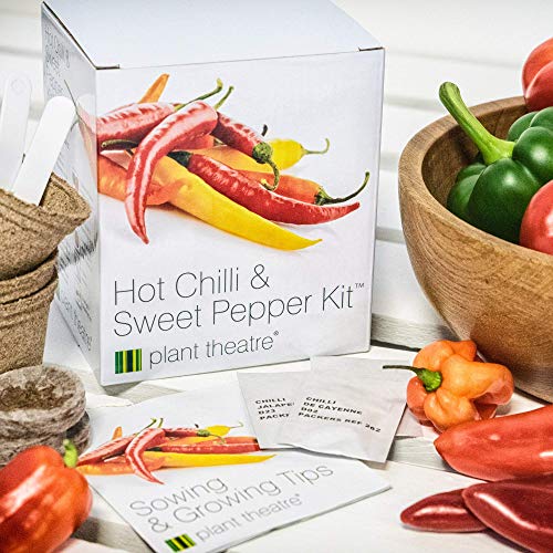 Product Cover Plant Theatre Hot Chilli & Sweet Pepper Kit Gift Box - 6 Different Varieties to Grow -Everything You Need to Start Growing in one Box! Super Grow Kit Gift