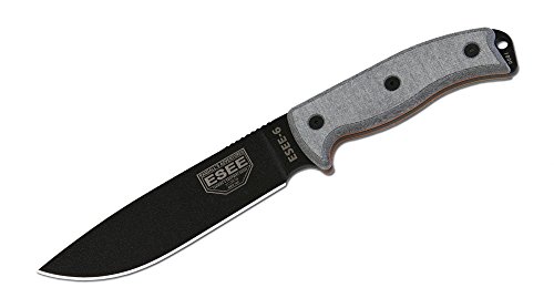 Product Cover ESEE 6P Black Fixed Blade Knife with Desert Brown Molded Polymer Sheath