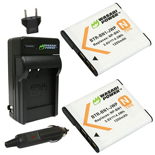 Product Cover Wasabi Power Battery (2-Pack) and Charger for Sony NP-BN1 and Sony Cyber-shot DSC-QX10, DSC-QX100, DSC-T99, DSC-T110, DSC-TF1, DSC-TX5, DSC-TX7, DSC-TX9, DSC-TX10, DSC-TX20, DSC-TX30, DSC-TX55, DSC-TX66, DSC-TX100V, DSC-TX200V, DSC-W310, DS