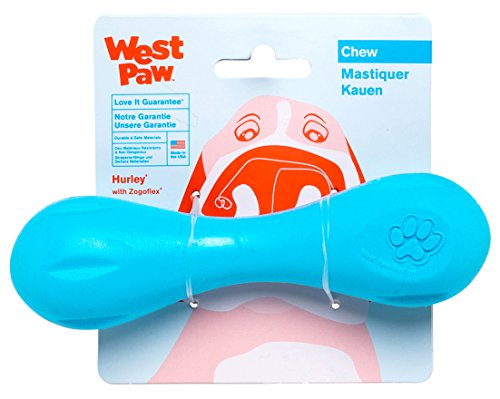 Product Cover West Paw Zogoflex Hurley Durable Dog Bone Chew Toy for Aggressive Chewers, 100% Guaranteed Tough, It Floats!, Made in USA, Small, Aqua