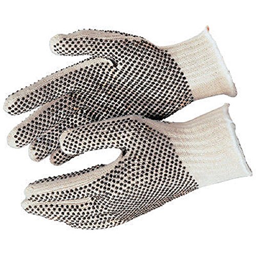 Product Cover DELUXE TWO SIDED BLACK DOTTED COTTON STRING KNIT WORKING GLOVES - 10 Pairs, Large