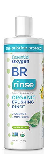 Product Cover Essential Oxygen Certified BR Organic Brushing Rinse, All Natural Mouthwash for Whiter Teeth, Fresher Breath, and Happier Gums, Alcohol-Free Oral Care, Peppermint, 16 Ounce