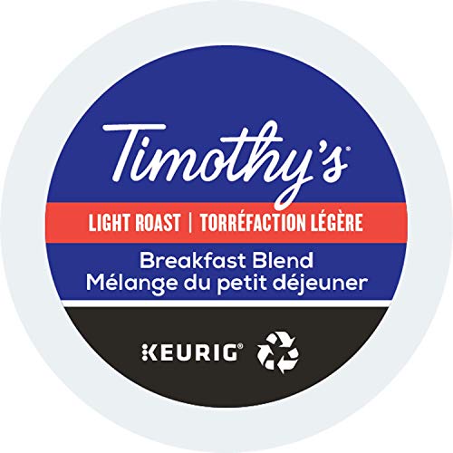 Product Cover Timothy's, Breakfast Blend, Single-Serve Keurig K-Cup Pods, Light Roast Coffee, 96 Count (4 Boxes of 24 Pods)