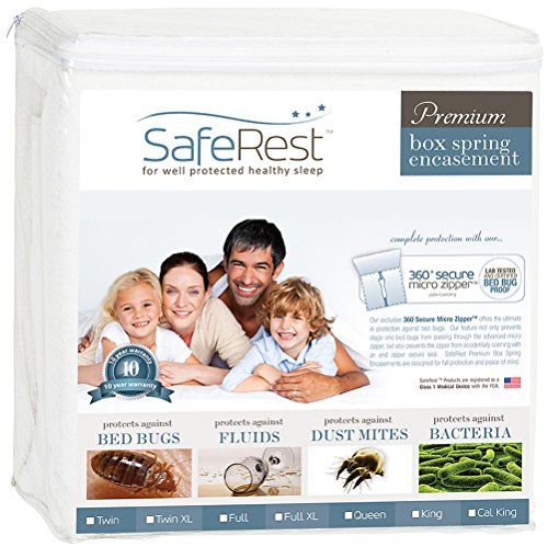 Product Cover SafeRest Premium Box Spring Encasement - Lab Tested Bed Bug Proof, Dust Mite Proof and Waterproof - Hypoallergenic, Breathable, Noiseless and Vinyl Free - Twin Extra Long (XL)