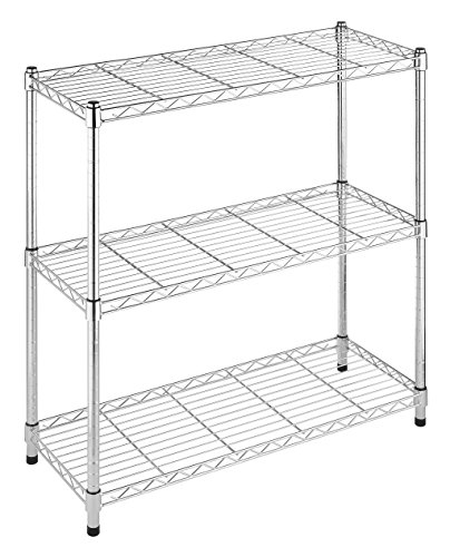 Product Cover Whitmor Supreme 3 Tier Shelving with Adjustable Shelves and Leveling Feet - Chrome - 350 lb. Capacity per Shelf